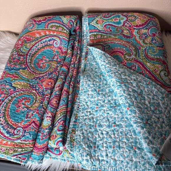 New Lake Boho Moroccan Bedspread Quilt Sham Set Reversible Coverlet Size Queen - Picture 11 of 14